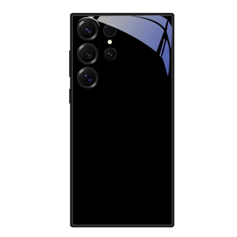 

For Samsung S23 FE Cartoon Glass Case S22+ / S23+ Hard PC Tempered Glass Phone Cover For Galaxy S 22 S 23 Ultra Shockproof Cases Galaxy S23+ чорний