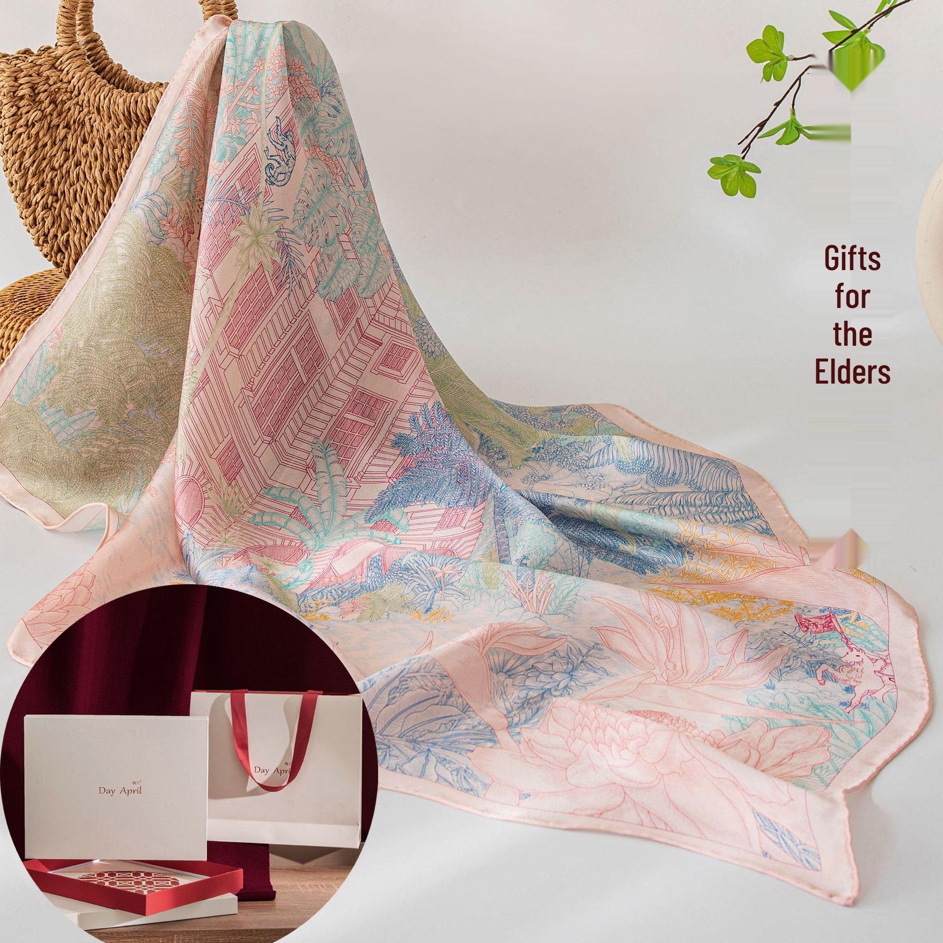 

Mother s Day Silk Scarf Gift Set: 100% Mulberry Silk Square Shawl 90x90 cm