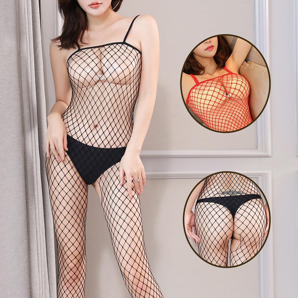 Sexy Underwear Sexy Open Crotch Women's One-piece Stockings Mesh Clothes Transparent Uniform Temptation One-piece Mesh Socks