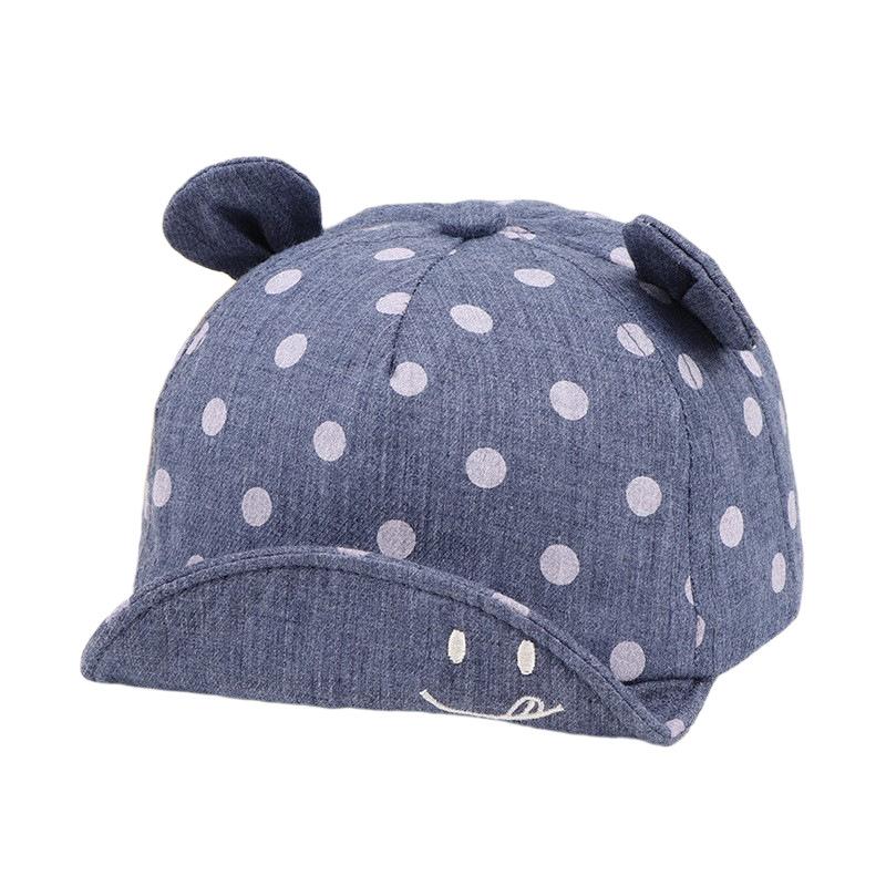 Baby Sun Hat 4 Seasons Cuffed Hat Casual Baseball Cap for 0-2Years Children Outdoor Daily Life Dot Print Rabbit Ear Beach Caps