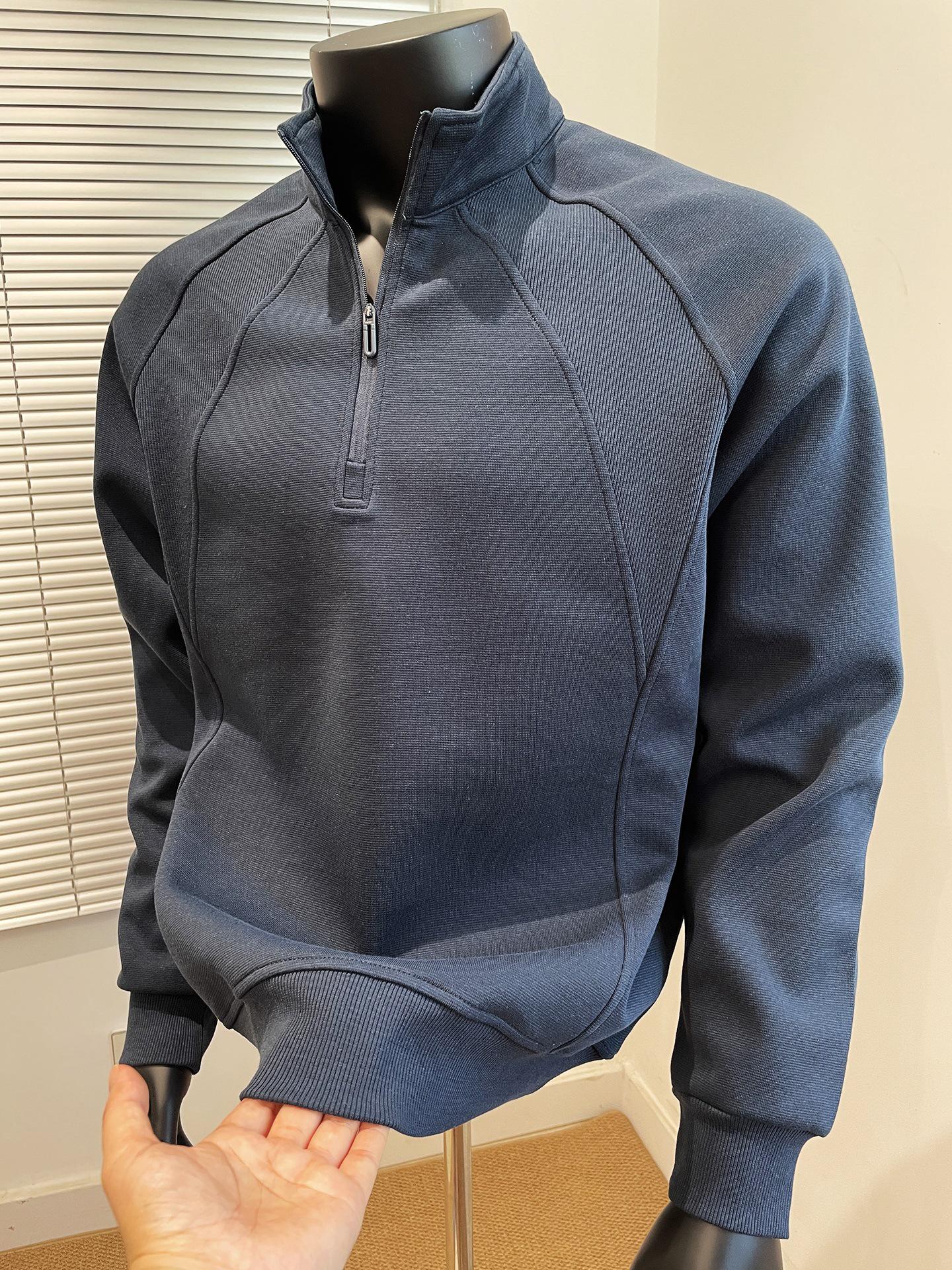 

Men s Trendy Patchwork Half-Zip Pullover Sweatshirt - Autumn/Winter Loose Fit with Stand-Up Collar 3XL
