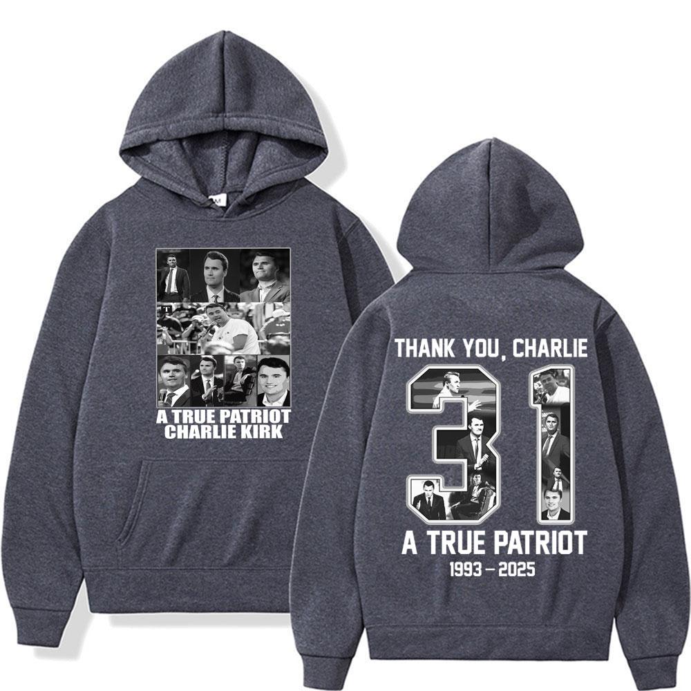 Für dich beten Charlie Hoodie Ein echter Patriot Charlie Kirk Bedrucktes Sweatshirt Herbst und Winter Herren- und Damenmode Pullover