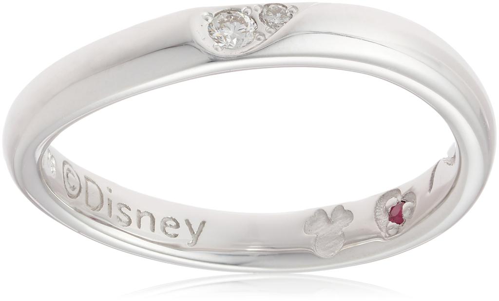 ESTELLE Diamond and Ruby Silver Disney Pairing Rings for Women, HEART, 0191-0699-0016-0009, Japanese Size 9