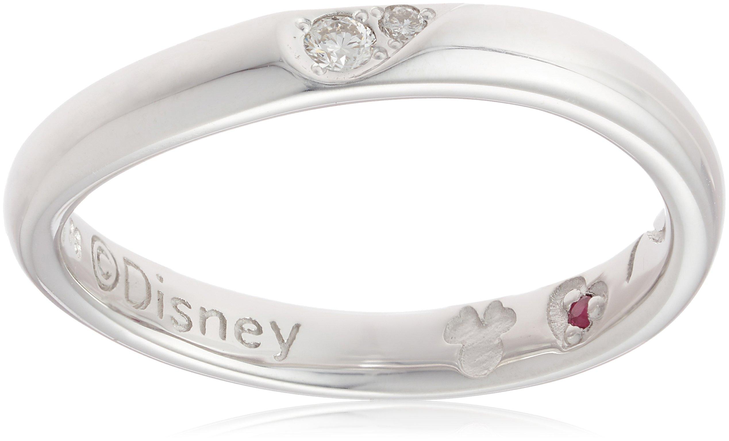 

ESTELLE Diamond and Ruby Silver Disney Pairing Rings for Japanese Size 7 Women, HEART, 0191-0699-0016-0007,