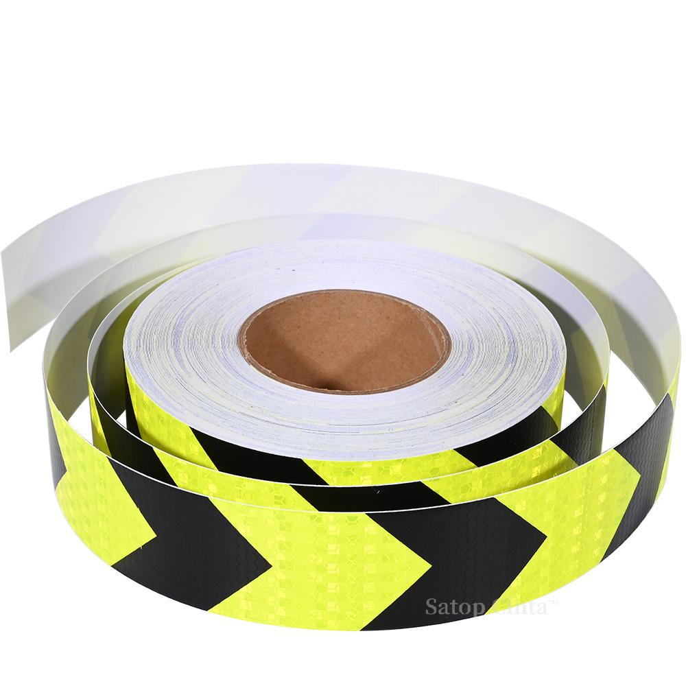 

5 см*10 м флуоресцентная светоотражающая лента для улицы, водонепроницаемая стрелка, твил, светоотражатели, предупреждение об опасности, клейкая наклейка безопасности