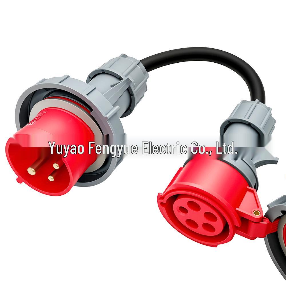 

0.5m Industrial Waterproof IP67 Aviation Connector, 5-core, 16A/32A, 2.5 sq mm, Rubber Male-Female Plug Socket 7888