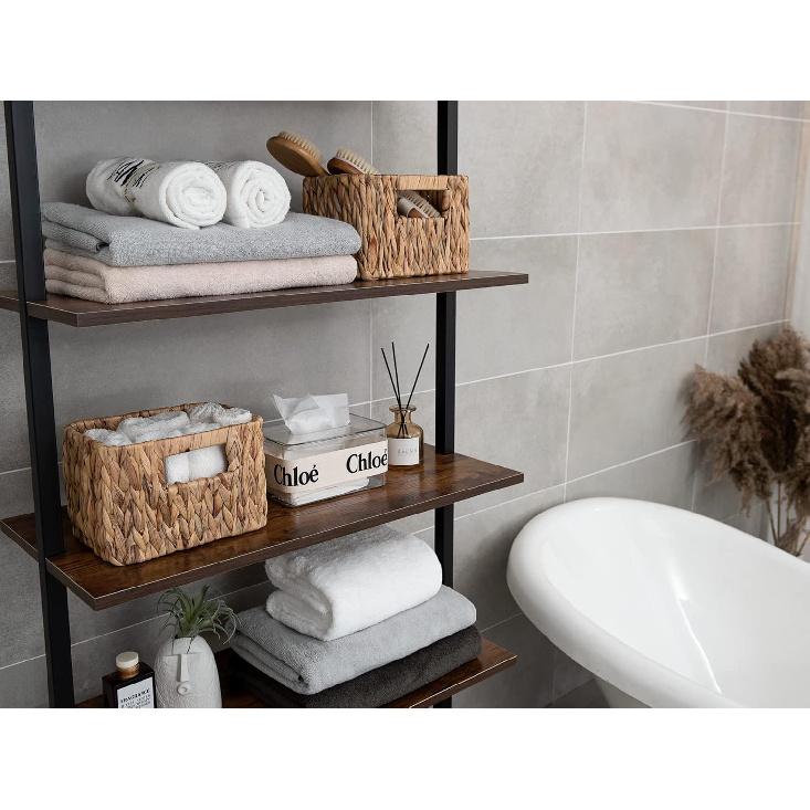 StorageWorks Wicker Storage Baskets for Shelves, Water Hyacinth Storage Baskets for Organizing, Wicker Basket for Bathroom Set of 3 (1PC Large, 2PCS