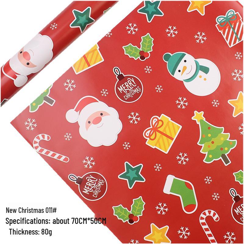 Feestelijk Cadeaupapier Set: Cartoon Kerst & Nieuwjaar Ontwerp met Tissuepapier