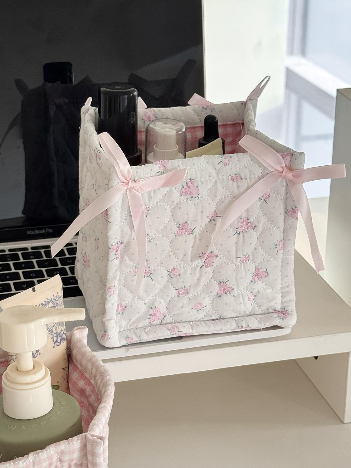 Cross-border sweetheart square series storage blue Korean sweet ins desktop sundries snacks small handmade storage blue