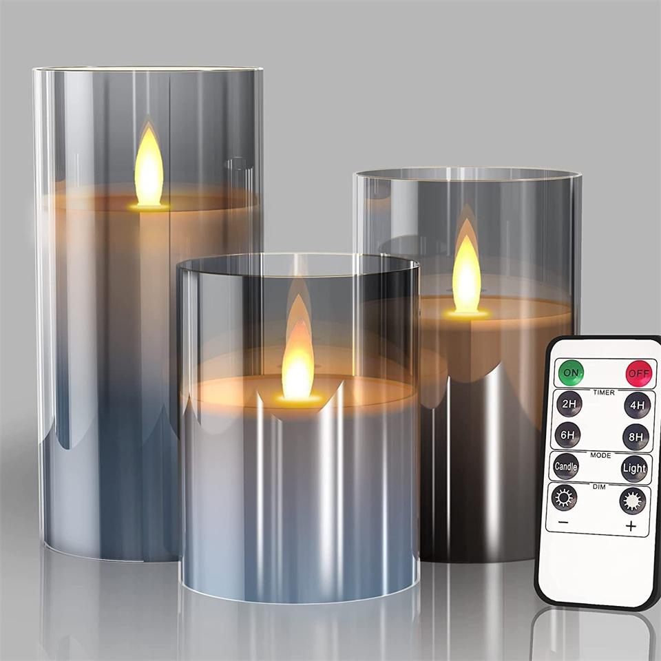 LED Lights for Home Electronic Candle LED Candle Decoration LED Glass Candle Full Set Remote Control Timer for Christmas Wedding