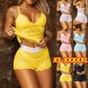 Fashion Lingerie for Women Solid Print Sleeveless Lace Cami Shorts Pajamas Split 2 Piece Casual Sleepwear Set