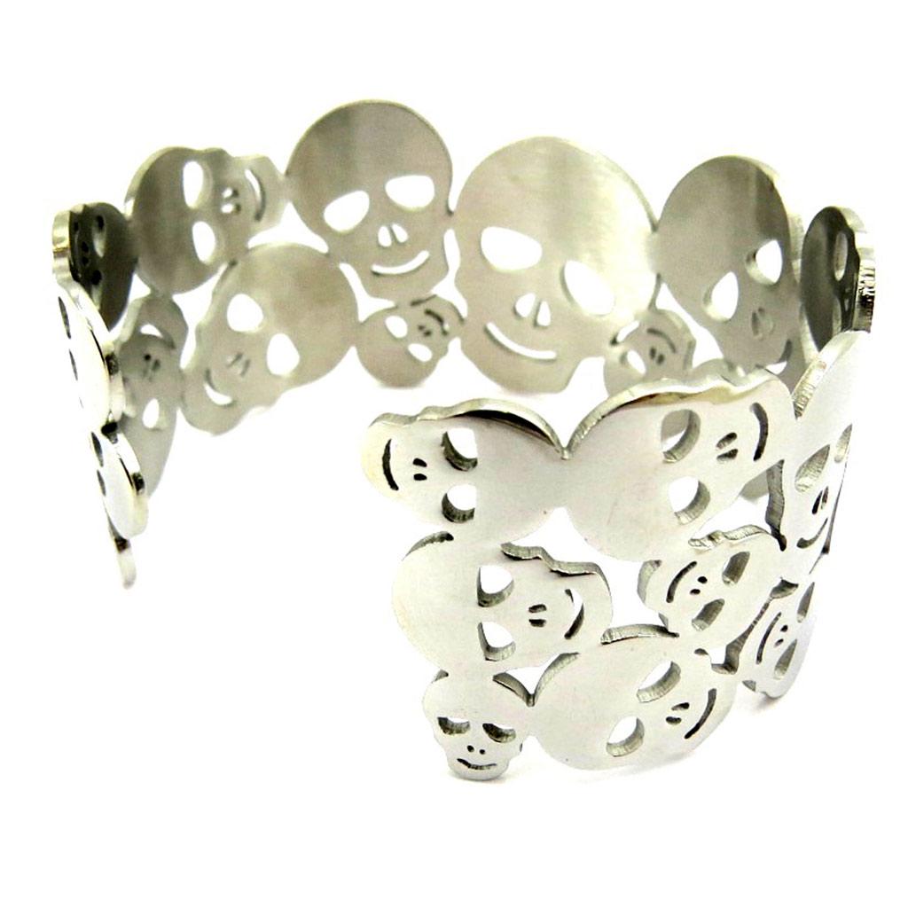 Les Trésors De Lily [L5645] - Silver 'Skull' Steel Bracelet - 62 Mm 30 Mm