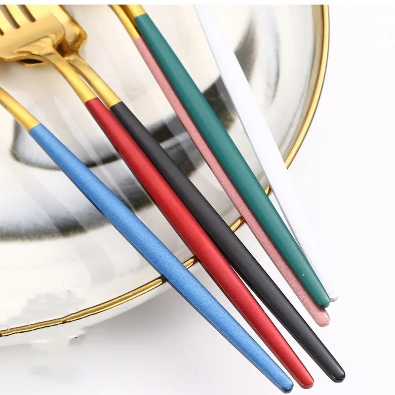 3-teiliges/Set Besteck mit Boxhalter Geschirr Löffel Gabel Essstäbchen Set Reise-Tischbesteck Edelstahl Reisebesteckset Utensilienetui