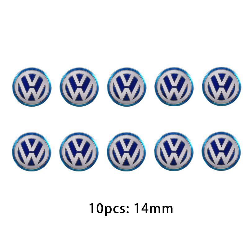 5/10Pcs 14MM Car Remote Key Badge Emblem Metal Logo Stickers For VW GTI Polo Golf Passat Tiguan Arteon Touareg CC Taigo Caddy Je QO2