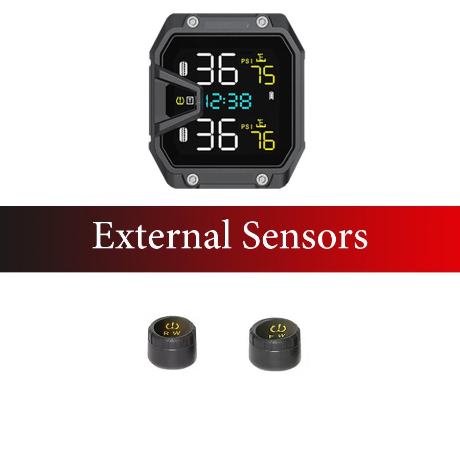 Yangood TMPS Motorcycle Tire Pressure Sensor Waterproof LCD Color Display Real-Time Safety Tire Pressure Monitoring System K37-External Sensor