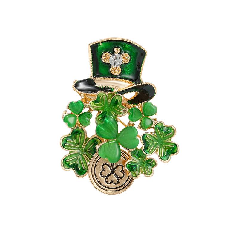 High-end Fashionable Green Clover High-grade Oil-dropping Plant Brooch
