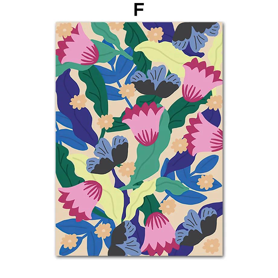 Abstract Tropical Plants Wall Art, Colorful Flower Prints, Canvas Paintings, Nordic Posters, Pictures for Living Room Decor