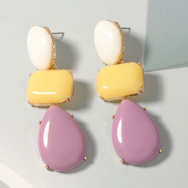 Bohemian Colorful Resin Pendant Earrings For Women Luxury Crystal Geometric Long Tassel Drop Earrings Statement Jewelry Gifts