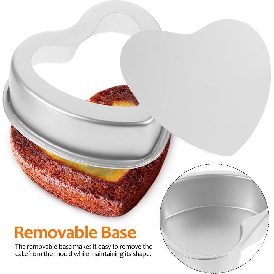 DECHOUS 6 Inch Heart Shape Cake Pan: 2Pcs Small Heart Cake Tins Aluminum 6" Non-stick Baking Molds for Mother's Day, Wedding, Party, Birthday,