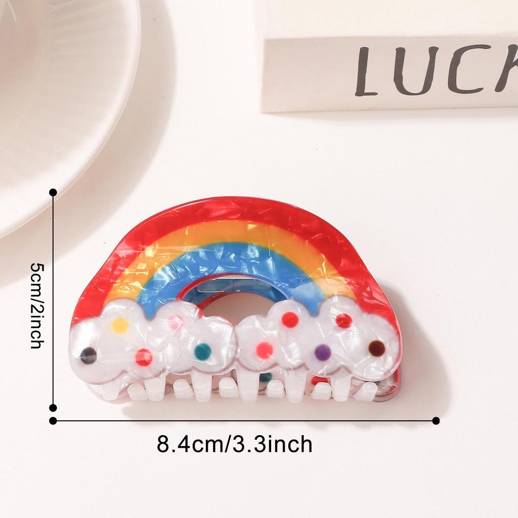 Dreamy Rainbow Cloud Shark Hair Clip – Sweet Metal Spring Claw for Women