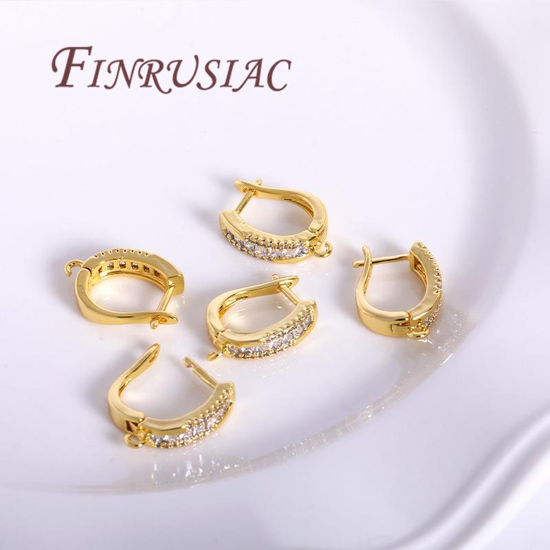 18K Gold Plated Brass with Zircon Earring Hook Clasps,Earwires Fasteners For Earring,DIY Jewelry Making,Accessories For Earrings