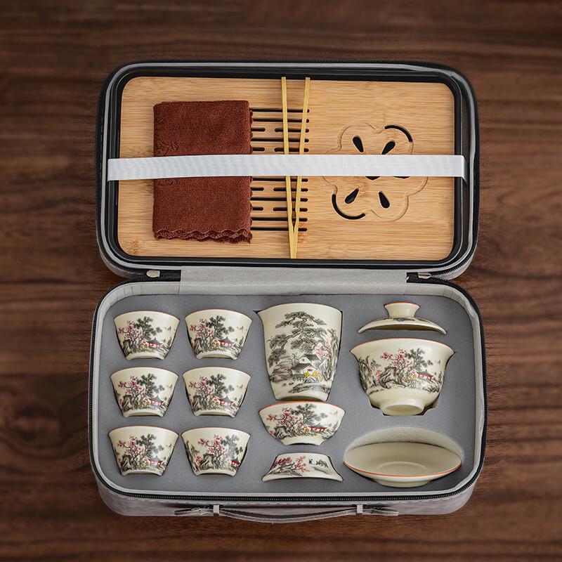 Ru Kiln Ceramic Tea Set with Plum Blossom Design
