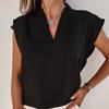 Summer New Solid Color V-neck Short-sleeved T-shirt Tops Fashionable Women's Clothing