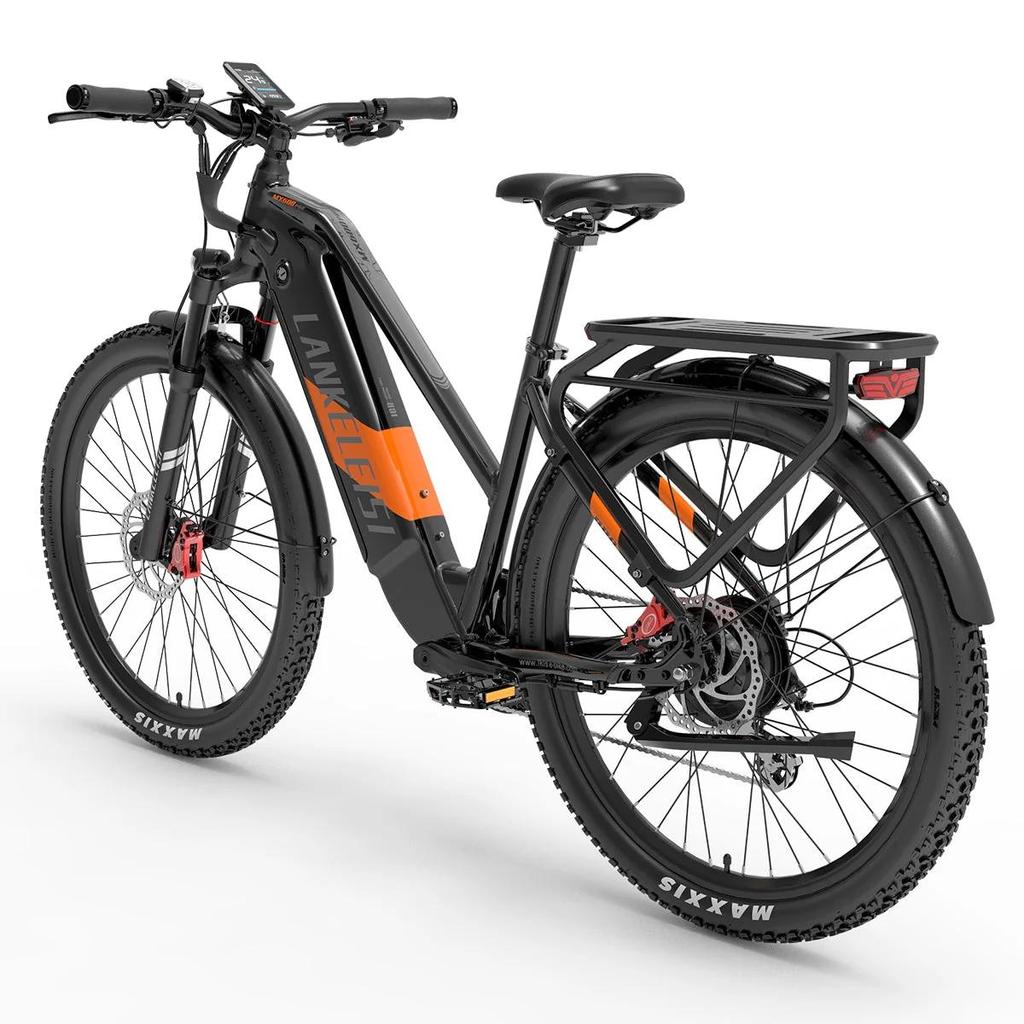 LANKELEISI MX600 27.5" Electric Road Bike with 500W 48V20Ah City E-Bike, Oil Disc Brakes, Rear Cargo Rack Pedelec for Daily Commuter & Outdoor Travel
