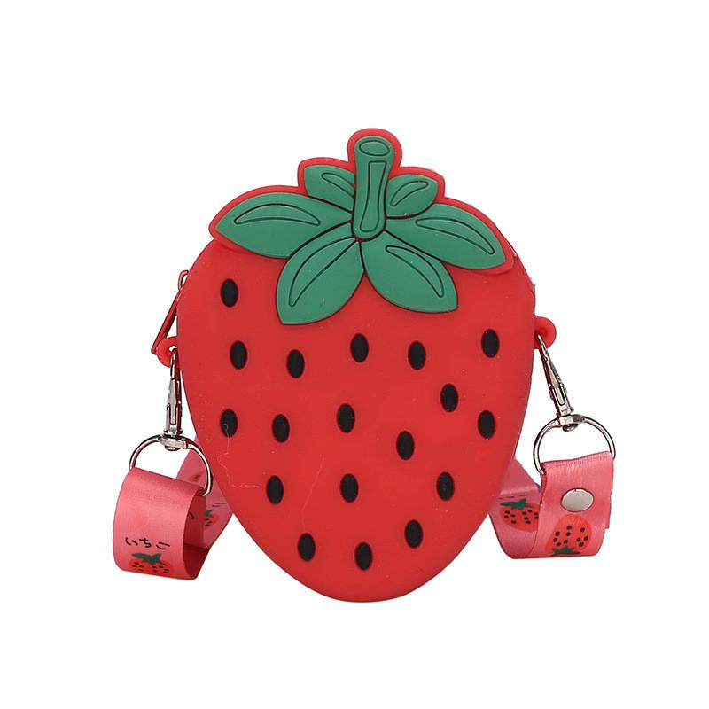 Süße Mini-Frucht-Silikon-Umhängetasche für Kinder mit entzückendem Erdbeer-Design