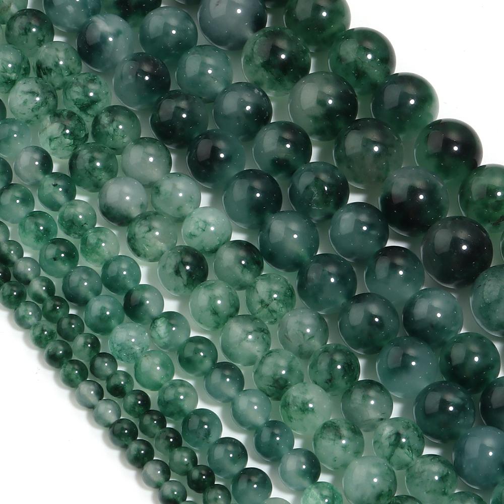 Natural Chalcedony Stone Beads Deep Green Round Loose Spacer Bead For Jewelry Making DIY Bracelet Necklace Supplie 4/6/8/10/12mm