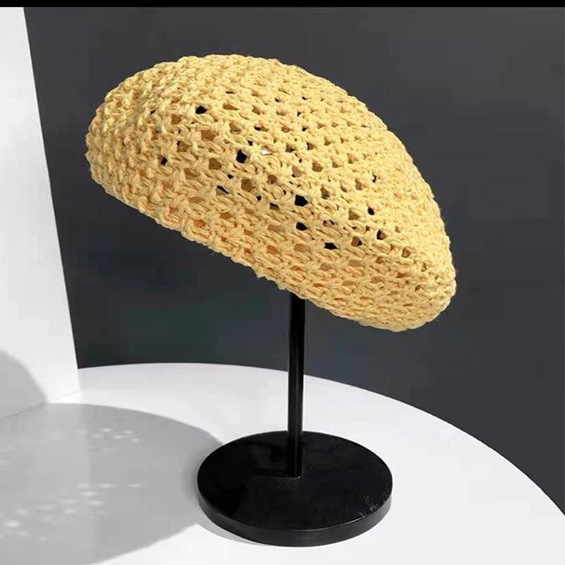 Sommer Hohlstrick Baskenmütze Hut für Damen Mode Britischer Maler Stern Design Atmungsaktive Kappe für Damen Mädchen