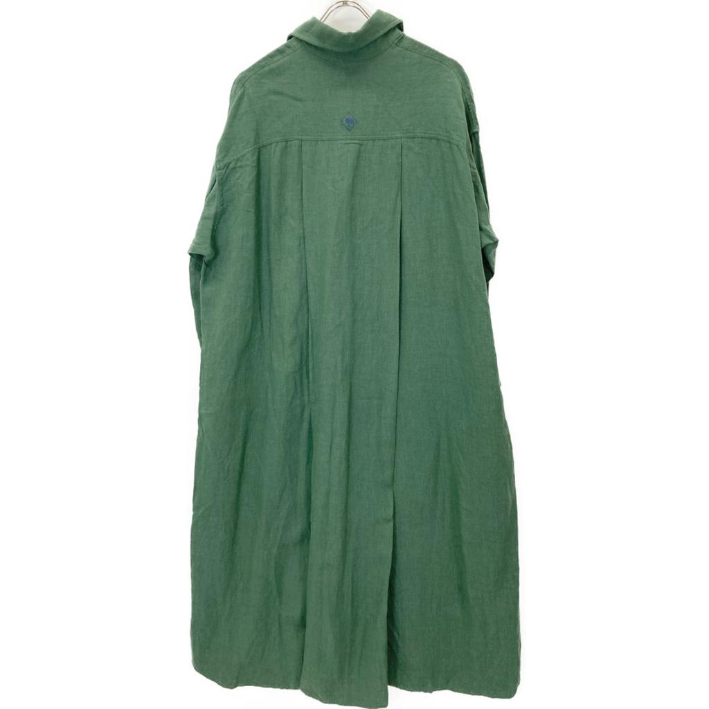 BLUEBIRD BOULEVARD Green Linen 100% Long Shirt Dress dress M greenUsed