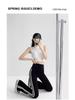 Black Striped Micro-Flare Sports Pants for Women - 2026 Spring Collection, High Waist Slimming Bell Bottoms, Plus Size, Extra Long.