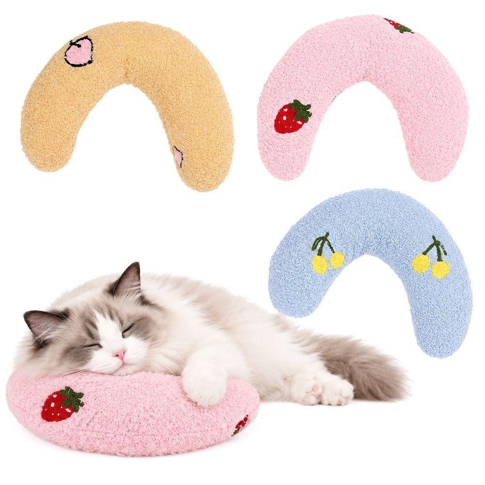 3pcs Machine Washable Pet Neck Pillow Plush Fluffy Calming Pillow U Shaped Pillow For Pets