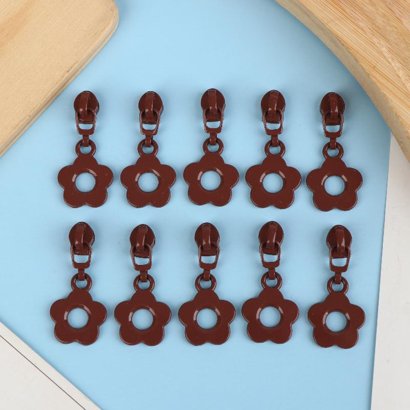 10Pcs Cute Little Flower Zipper Head For #3 Nylon Zippers Suitable For Home Sewing Diy Handmade Zipper Replacement