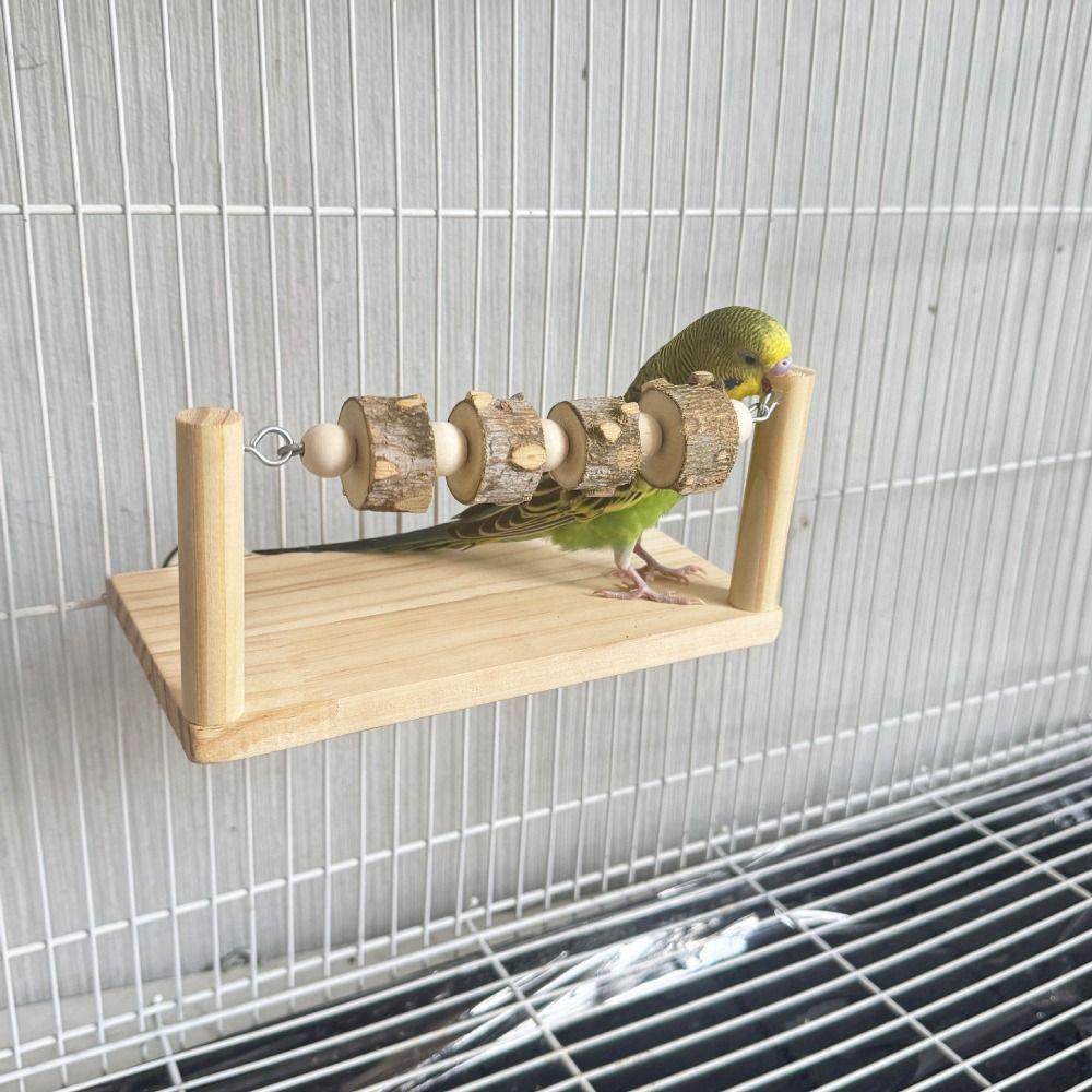 Natural Wooden Parrot Perch Stand Bite-resistance Wear-resisting Bird Paw Grinding Rack Interactive Oral Exercise Station
