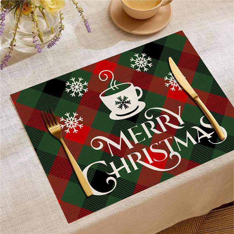 New Year Christmas Table Mat Print: Simple Home Tablecloth Placemat and Decoration