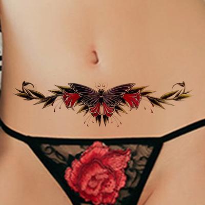 Correntes de flores de borboleta tatuagens temporárias adesivo falso manhã glória rattan tatuagens sexy para mulheres