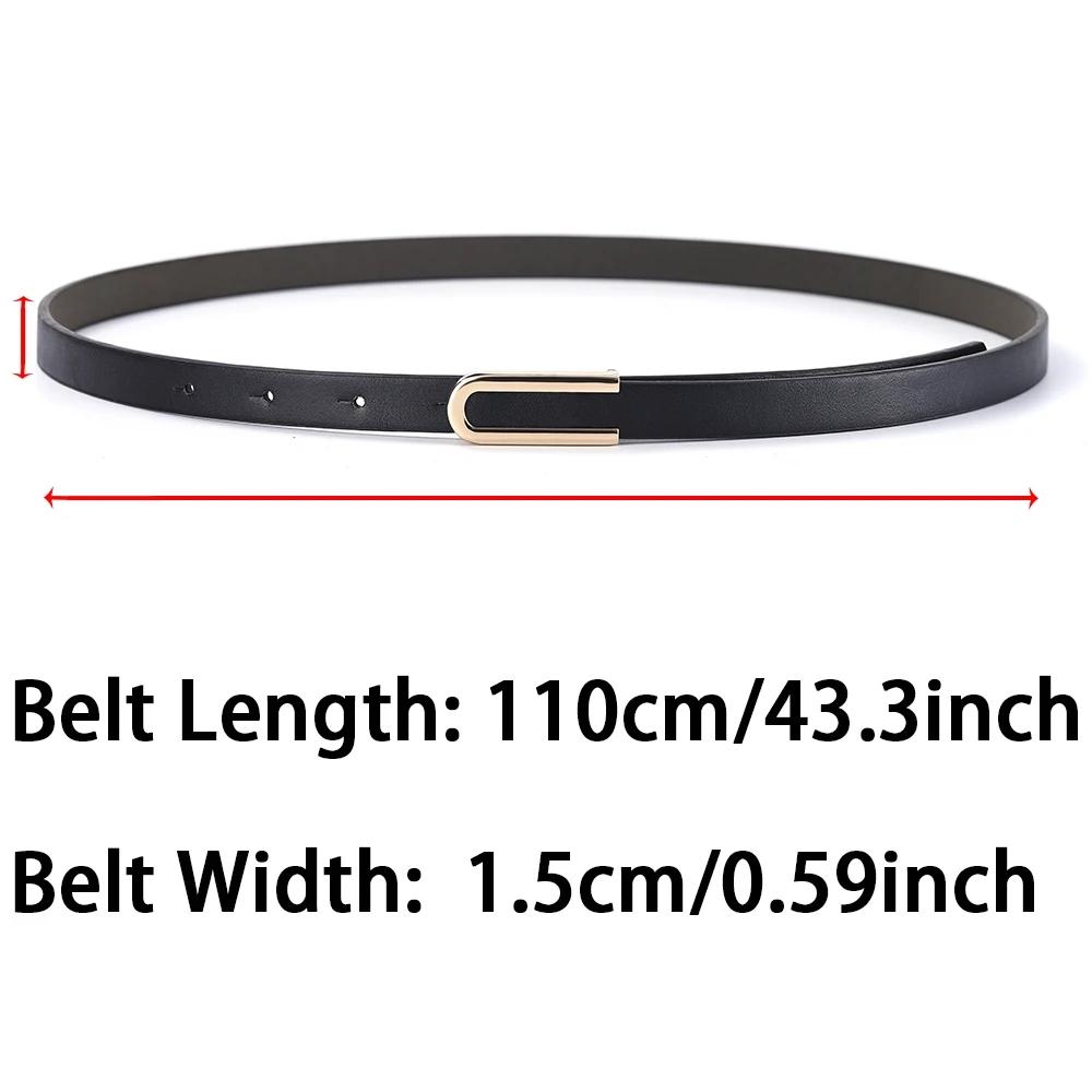 Women's Belt Fashion U-shaped Snap Button Thin Belt Versatile In All Seasons and Simple Youth Belt Paired with Jeans Women Belt