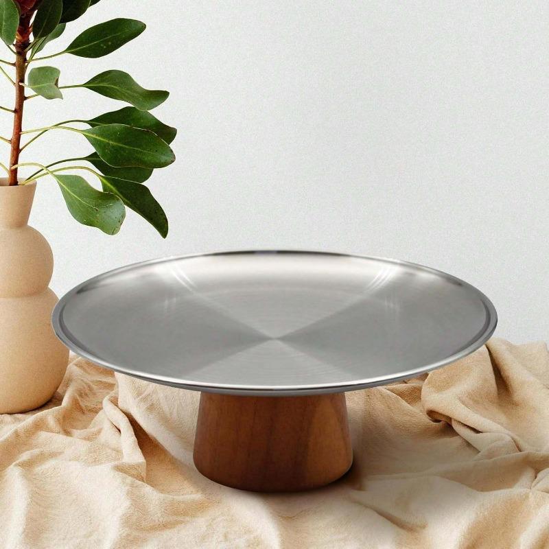 Edelstahl Kuchenblech Holzsockel Kuchenform Schwerlast Obstschale Dessertteller Esstisch Heimdekoration