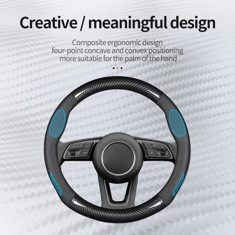 For Chevrolet Car Steering Wheel Cover Carbon Fiber Leather Fit Cruze Captiva Lacetti Aveo Niva Spark Sonic Trax Camaro
