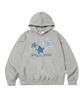 Blue Denim Star Print Hoodie Gray
