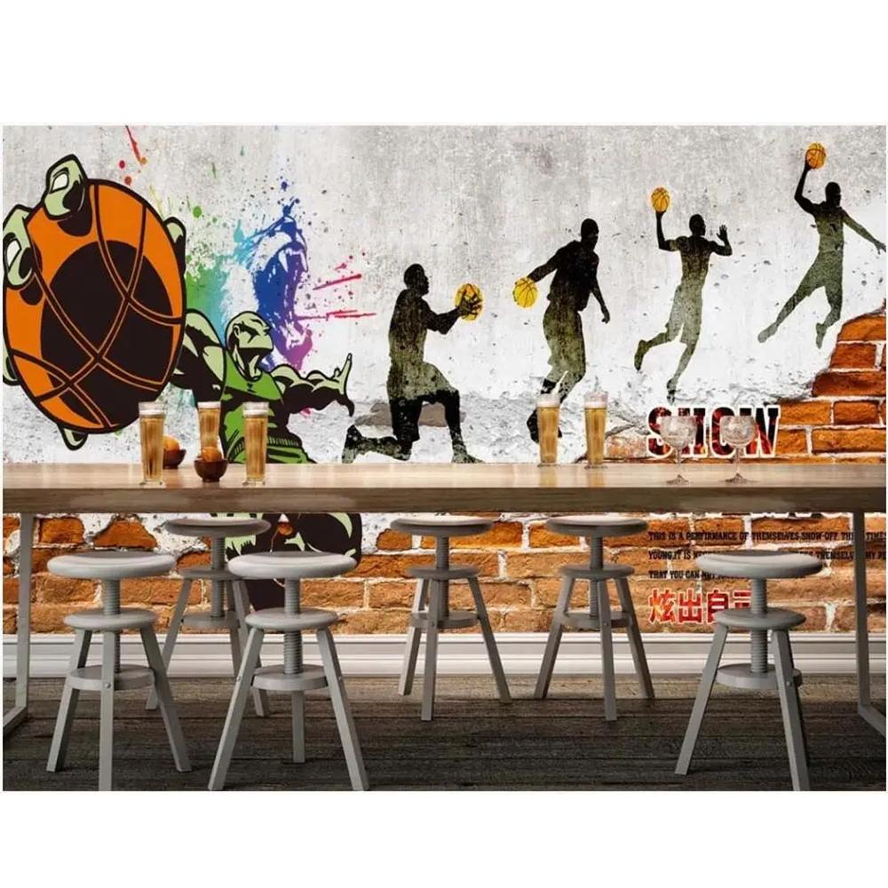 

Brick Basketball Graffiti Bar Tooling Home Decor Living Room 3d Wall Murals Wallpaper 200 cm(W) x 140 cm(H)
