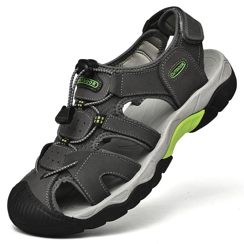 Fashion Fashionable Outdoor Men's Breathable Anti Slip Water Wading Sandals Summer Men Cowhide Oversized Casual Comfortable Beach Shoes