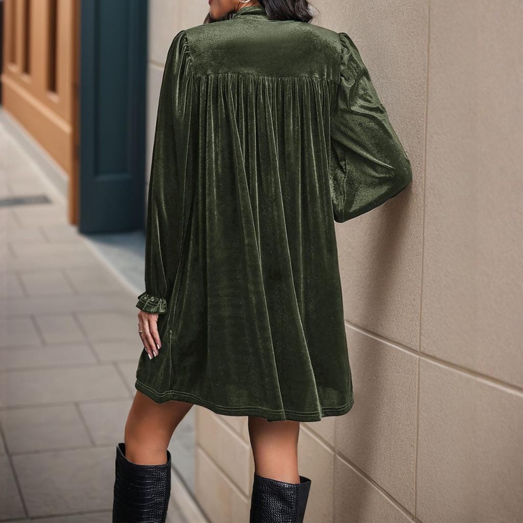 Women's Casual And Fashionable Long Sleeved V-neck Snowflake Print Dress