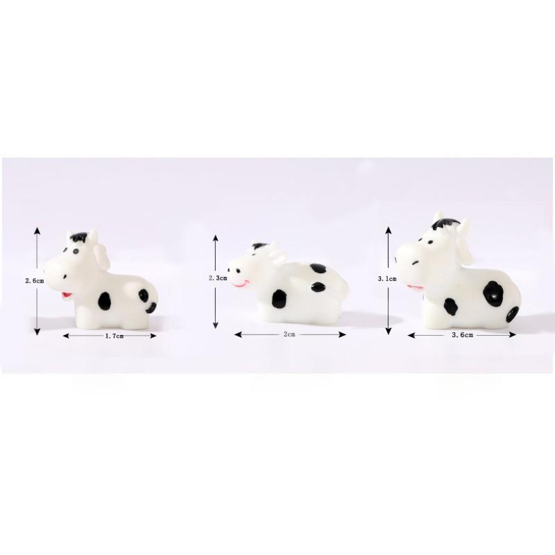 3PCS Cow Family Mini Animal Statue Model Car Ornament Craft Bonsai Decor Miniature Home Fairy Garden Decoration DIY Accessories