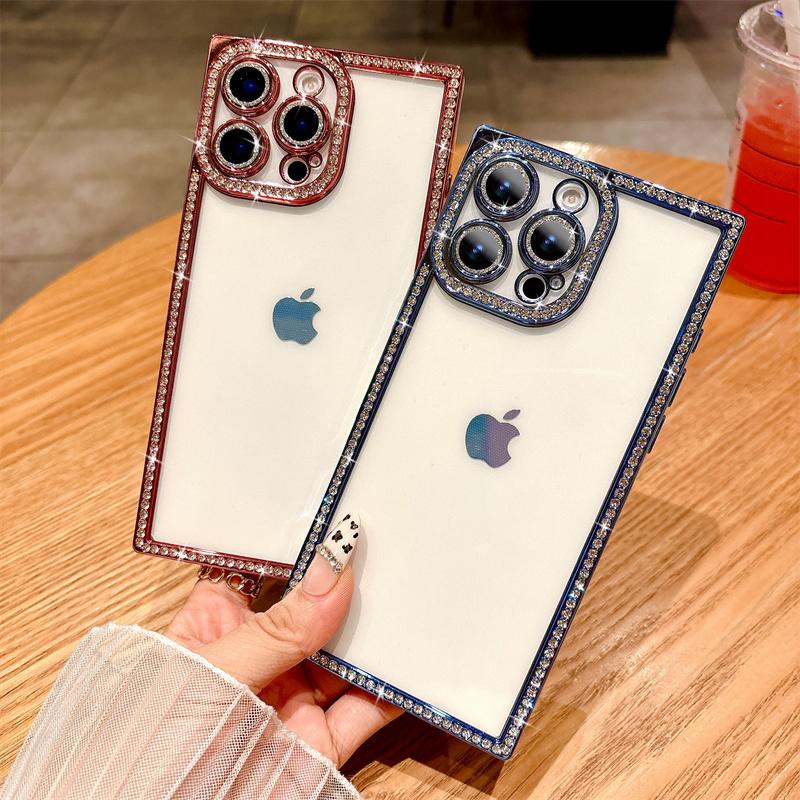 Bling Glitter Diamond Cover průhledné pouzdro pro iPhone 15 16 Pro Max 14 Plus 13 Pro Samsung Galaxy S24 S25 Ultra pouzdro Soft Plating Silikon TPU