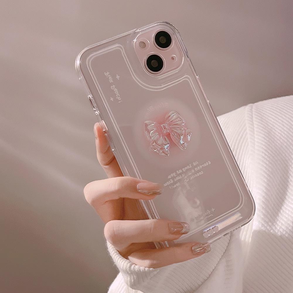 

Crystal Bowknot Decor Phone Case for iPhone 13,Anti-scratch TPU Clear Phone Cover A