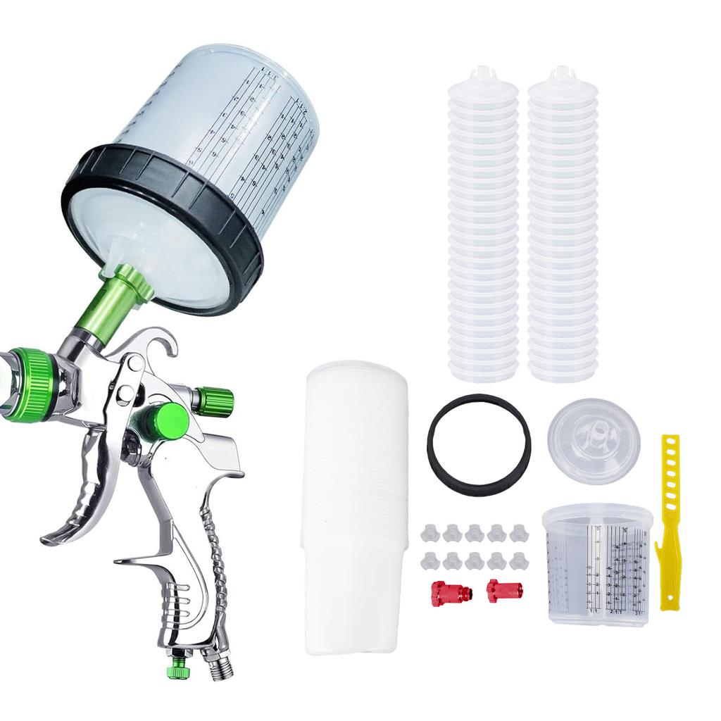 Spray Bekervormpjes en Deksel Systeem Wegwerp 50 stuks 20,3 oz Vormpjes 50 stuks Dekseltjes 1 Harde Beker 1 Bevestiging 10 Dopjes 1 Mengstaafje 2 Adapters