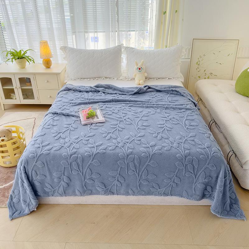 

2024 Новое бархатное однотонное жаккардовое многофункциональное одеяло Fortune Tree Tafu для офиса 180x200cm 1pcs синий